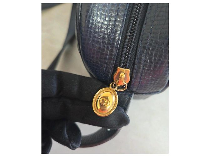 Borsa a tracolla Christian Dior in pelle blu navy - vista 9