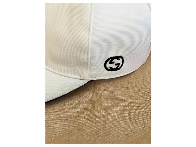 Gorra Gucci de algodón blanco con logo GG - vista 2