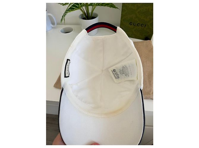 Gorra Gucci de algodón blanco con logo GG - vista 3