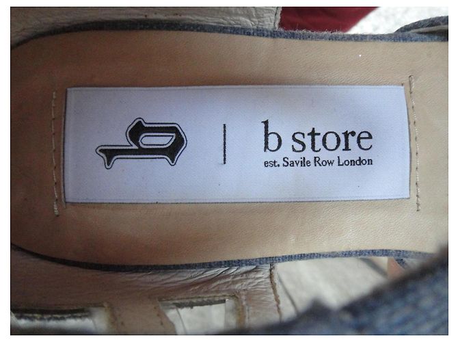 Autre Marque Sandali in denim blu e pelle con intagli - vista 2