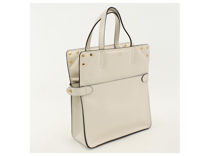 Fendi Tote Bag aus Elfenbeinfarbenem Kalbsleder Roh - Ansicht 10