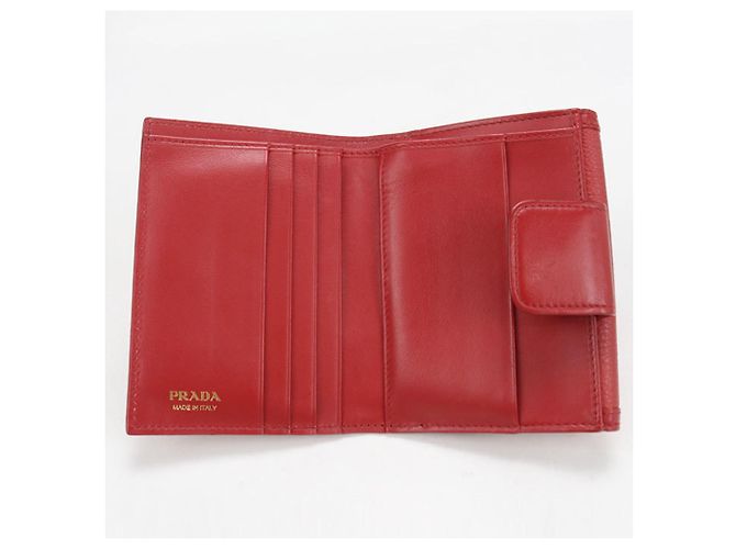 Cartera de piel de becerro roja de dos pliegues Prada - vista 3
