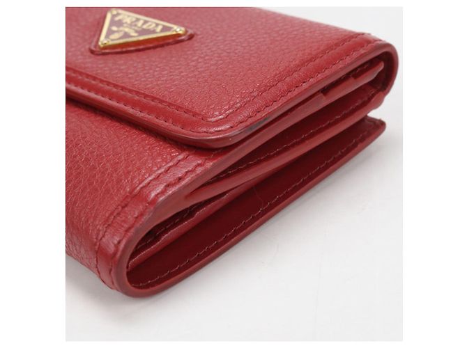 Cartera de piel de becerro roja de dos pliegues Prada - vista 7