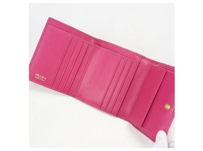 Prada Tri-fold Wallet aus rosa Leder Pink - Ansicht 3