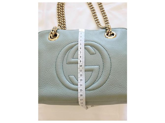 Gucci Soho Chain Borsa a Tracolla Pelle Blu Grigio Blu chiaro - vista 17