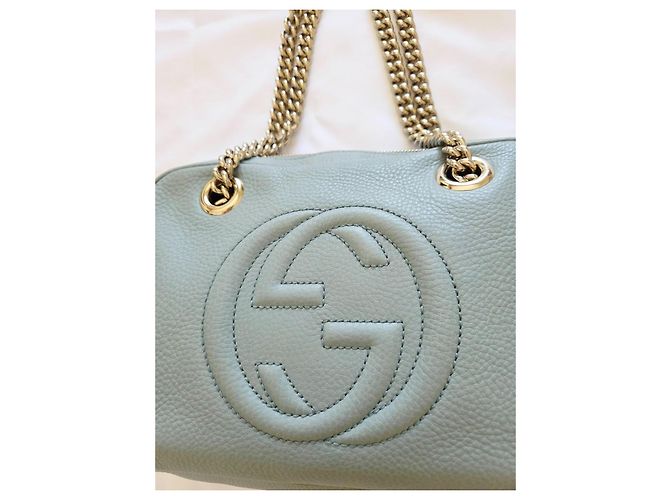 Gucci Soho Chain Borsa a Tracolla Pelle Blu Grigio Blu chiaro - vista 2
