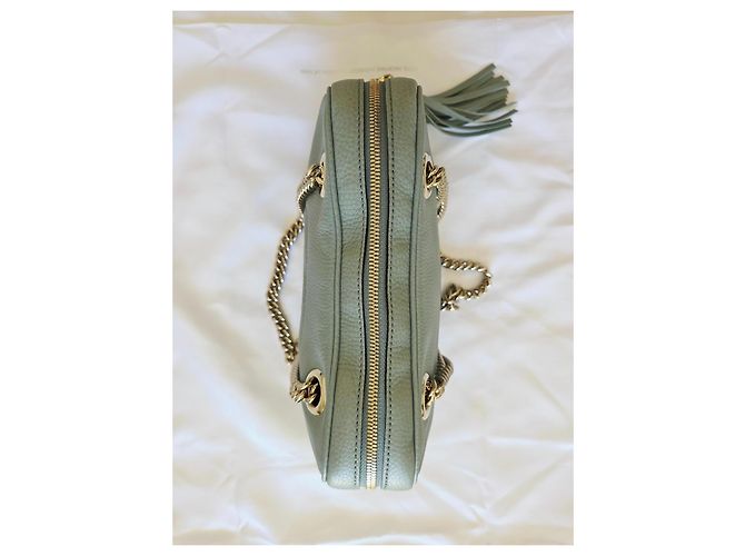 Gucci Soho Chain Borsa a Tracolla Pelle Blu Grigio Blu chiaro - vista 7
