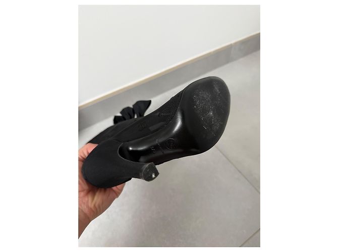 Botas Chanel de rede pretas com laços Preto - vista 6