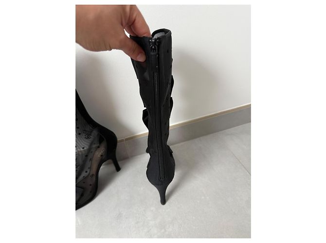 Botas Chanel de rede pretas com laços Preto - vista 7