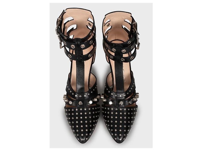 NWB Eleganti Gucci Sandali con zeppa in pelle nera con borchie Mis. 39 Usato - vista 2