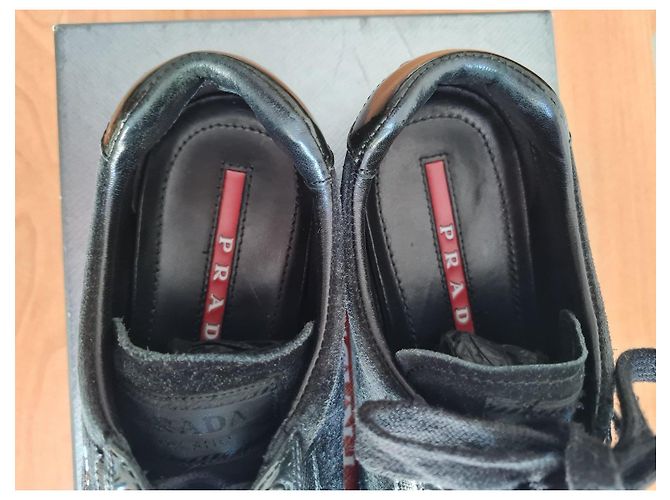 Sneakers Prada in pelle nera e scamosciata Nero - vista 3