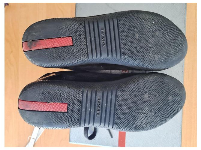 Sneakers Prada in pelle nera e scamosciata Nero - vista 4