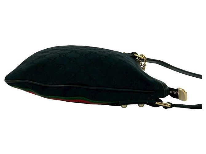 Borsa a tracolla Gucci Sherry Line GG Canvas Pattern Leather Nero Rosso Verde - vista 6