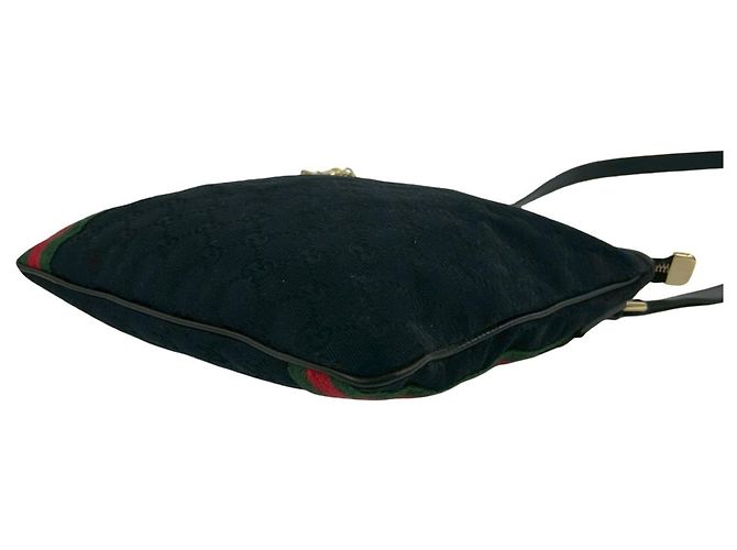 Borsa a tracolla Gucci Sherry Line GG Canvas Pattern Leather Nero Rosso Verde - vista 8