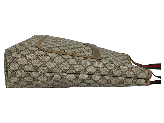 Borsa Tote Gucci Vintage Sherry Line GG Logo Marrone Rosso Verde - vista 6