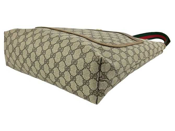 Borsa Tote Gucci Vintage Sherry Line GG Logo Marrone Rosso Verde - vista 8