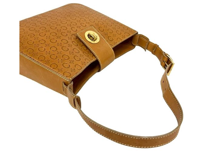 Céline Borsa a tracolla in pelle marrone Celine C Macadam Blazon Triomphe Logo - vista 4