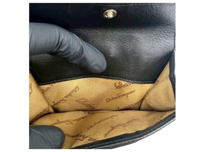 Gancini Cartera de dos pliegues negra Salvatore Ferragamo - vista 10