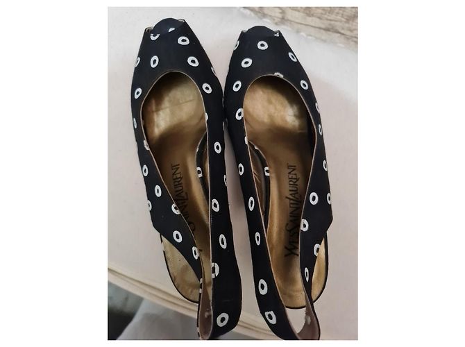 Décolleté slingback YVES SAINT LAURENT a pois Nero - vista 2