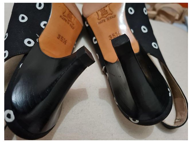 Décolleté slingback YVES SAINT LAURENT a pois Nero - vista 6