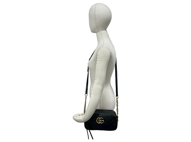 Gucci GG Marmont gesteppte Leder Schultertasche Schwarz - Ansicht 2