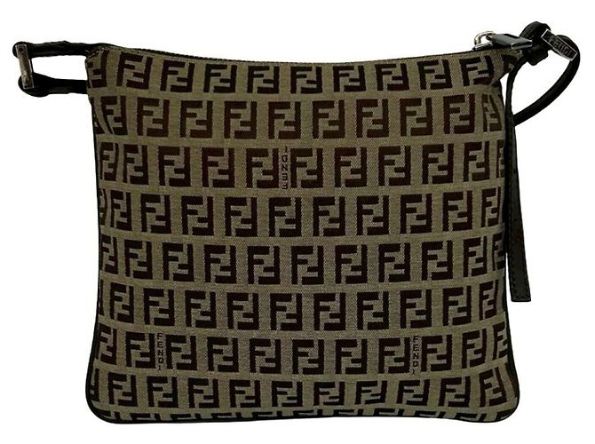 Pochette Fendi Zucchino Pattern FF Marrone - vista 3