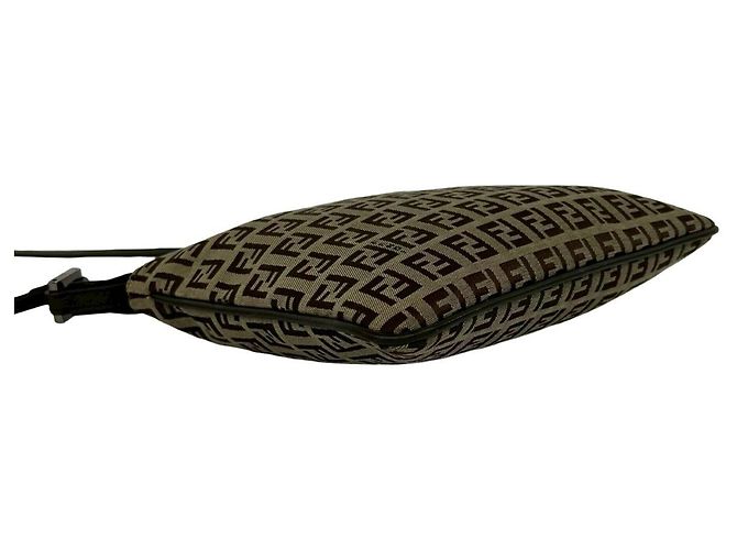 Pochette Fendi Zucchino Pattern FF Marrone - vista 7