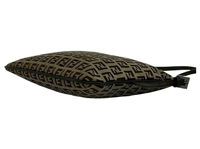 Pochette Fendi Zucchino Pattern FF Marrone - vista 8