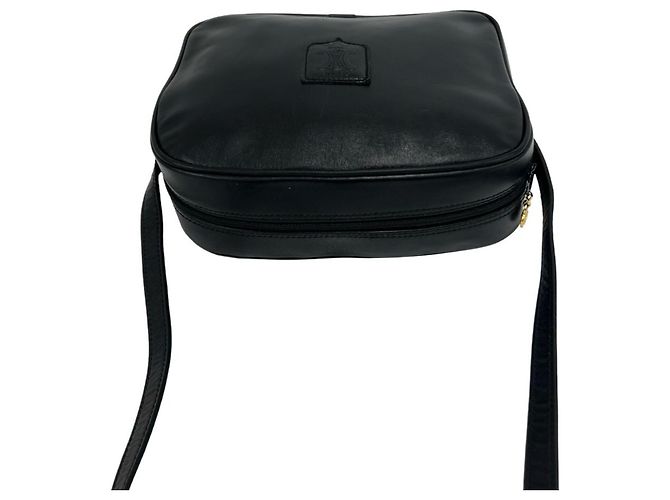 Céline Celine Vintage Triomphe Logo Lederschultertasche Schwarz - Ansicht 4