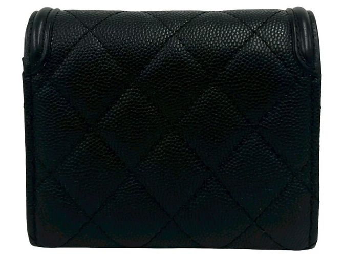 Cartera tríptico de piel caviar negro Chanel - vista 2