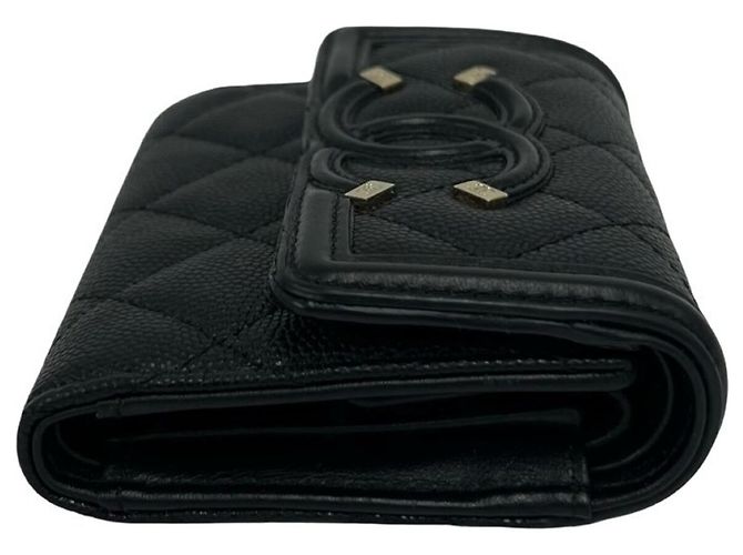 Cartera tríptico de piel caviar negro Chanel - vista 5