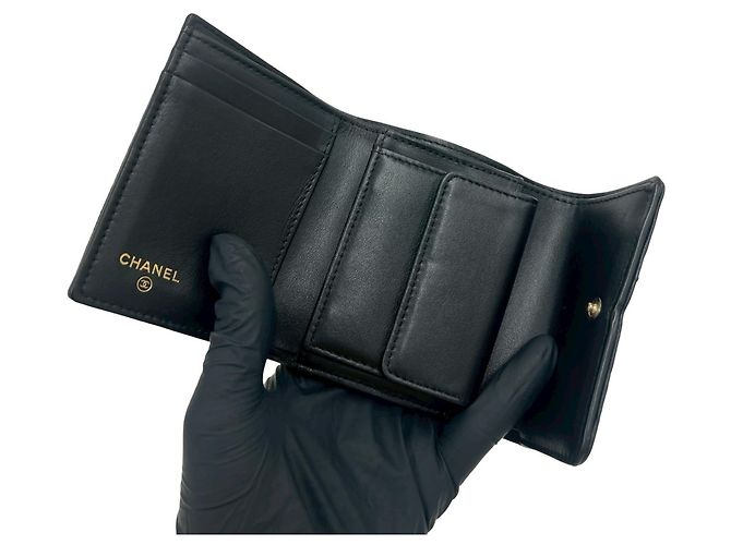 Cartera tríptico de piel caviar negro Chanel - vista 7