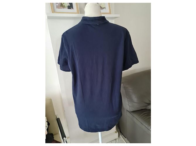 Hermès Polo in cotone blu navy con logo H arancione Blu scuro - vista 3