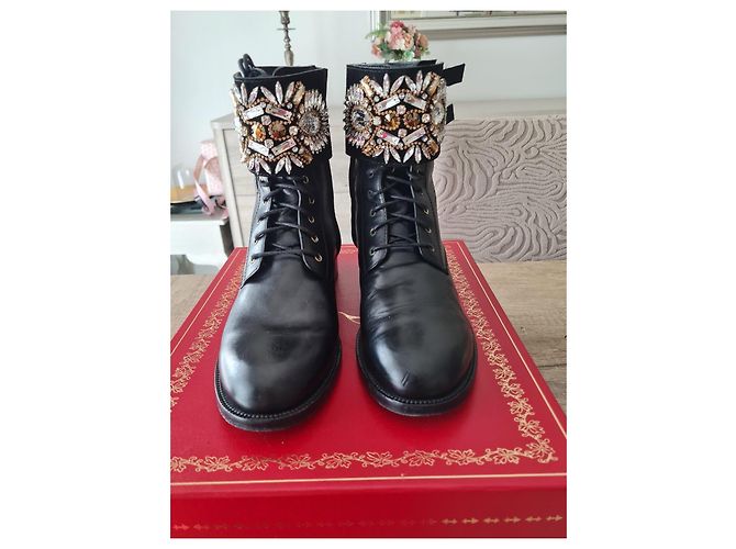 Rene Caovilla Stivali in pelle nera ornati con cristalli Swarovski Nero - vista 2