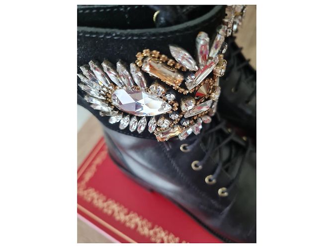 Rene Caovilla Stivali in pelle nera ornati con cristalli Swarovski Nero - vista 4