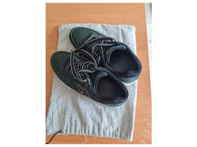 Sneakers Hogan in scamosciato verde e pelle blu navy Nero - vista 3