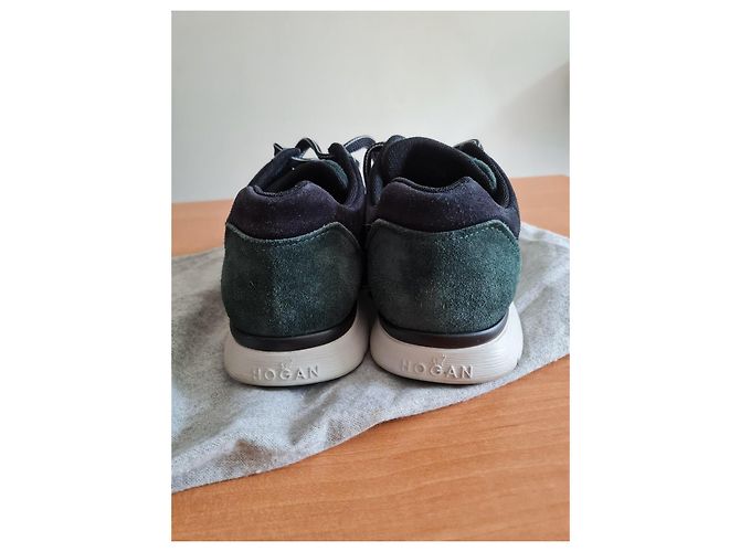 Sneakers Hogan in scamosciato verde e pelle blu navy Nero - vista 4
