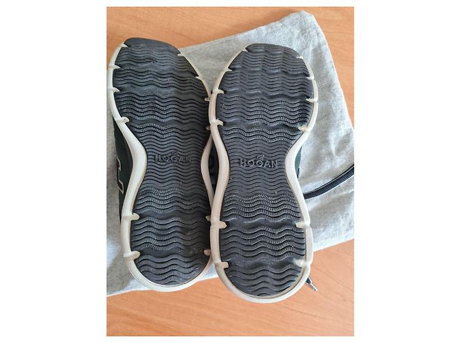 Sneakers Hogan in scamosciato verde e pelle blu navy Nero - vista 6