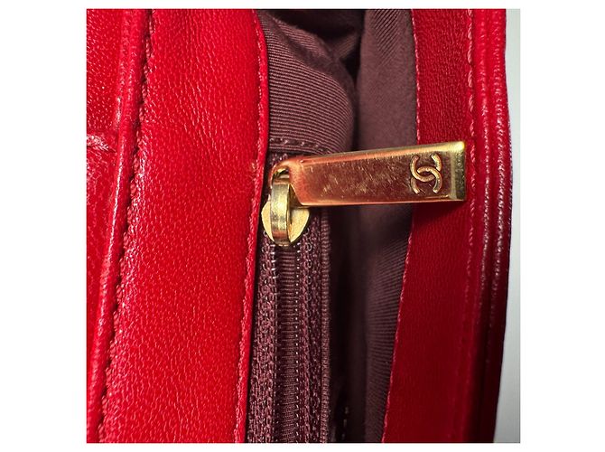 Chanel Classic Flap Bag Cuir Agneau Matelassé Rouge - vue 18