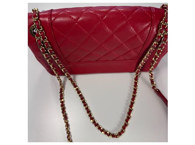 Chanel Classic Flap Bag Cuir Agneau Matelassé Rouge - vue 9