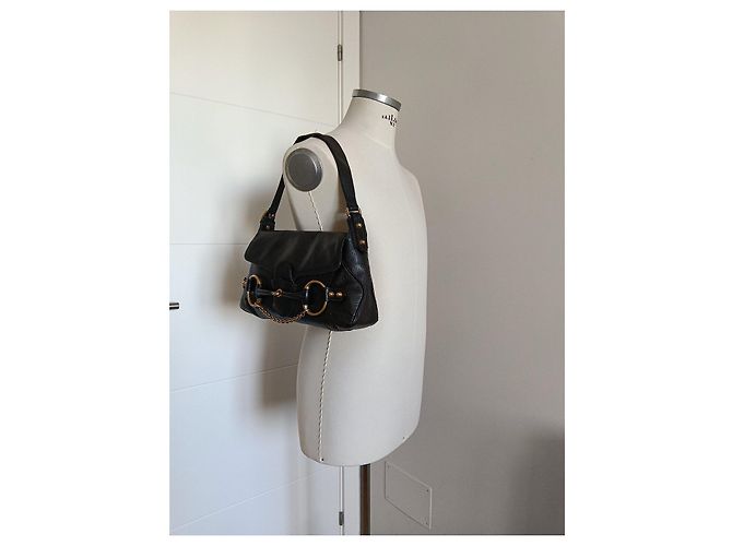 Gucci Borsa a tracolla Horsebit in pelle nera Nero D'oro - vista 17
