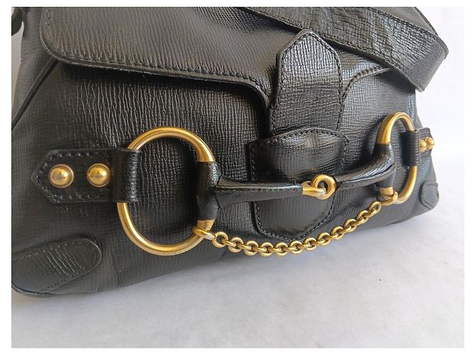 Gucci Borsa a tracolla Horsebit in pelle nera Nero D'oro - vista 7