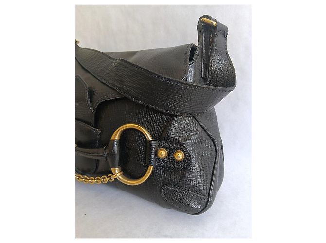 Gucci Borsa a tracolla Horsebit in pelle nera Nero D'oro - vista 8