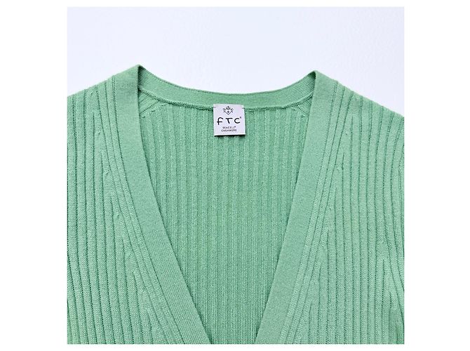 FTC Cashmere geripptes Midi-Kleid mit Knopfleiste - Grün - Ansicht 3