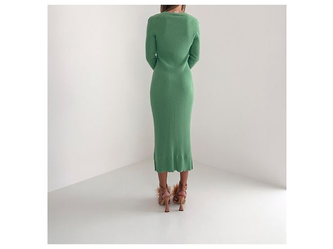 FTC Cashmere geripptes Midi-Kleid mit Knopfleiste - Grün - Ansicht 6