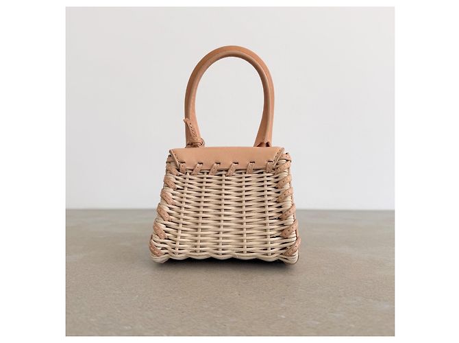 Jacquemus Le Chiquito Mini Borsa a Cestino Beige - vista 5