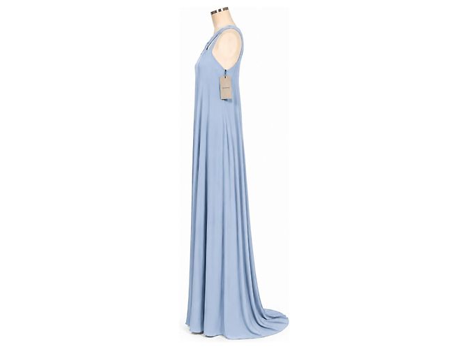 Vera Wang Pewter Abendkleid Maxi mit Schleppe Hellblau - Ansicht 2
