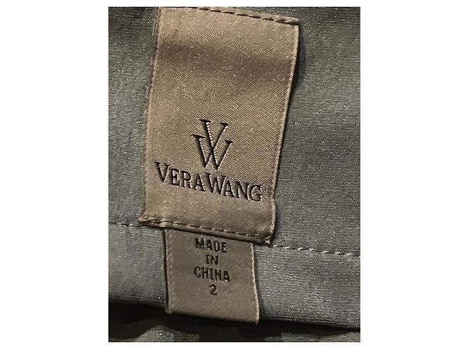 Vera Wang Pewter Abendkleid Maxi mit Schleppe Hellblau - Ansicht 5