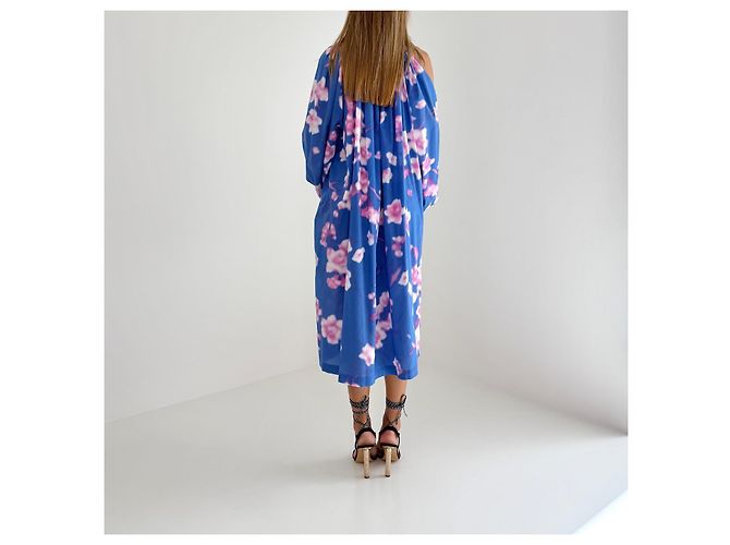 Dries Van Noten Cherry Blossom Kleid SS19 Runway Pink Blau - Ansicht 10