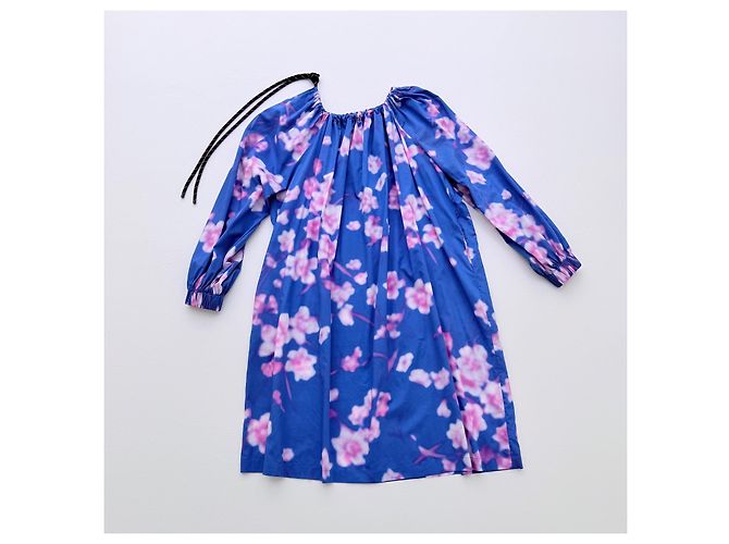 Dries Van Noten Cherry Blossom Kleid SS19 Runway Pink Blau - Ansicht 4